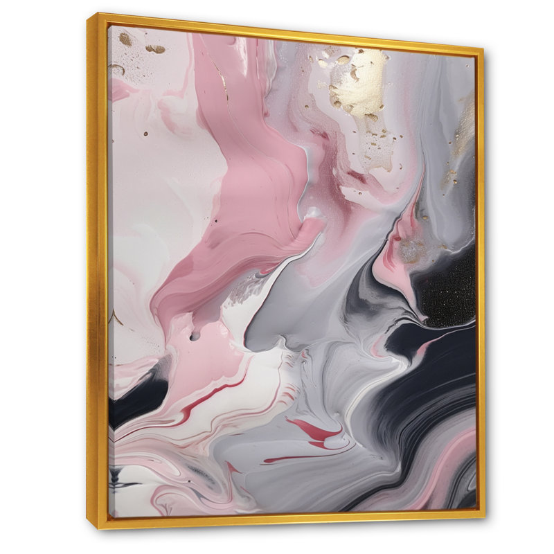 Marbre massif, œuvre d'art II - art mural abstrait en marbre, H 20 po x l 12 po x P 1 po, Toile avec cadre flottant or