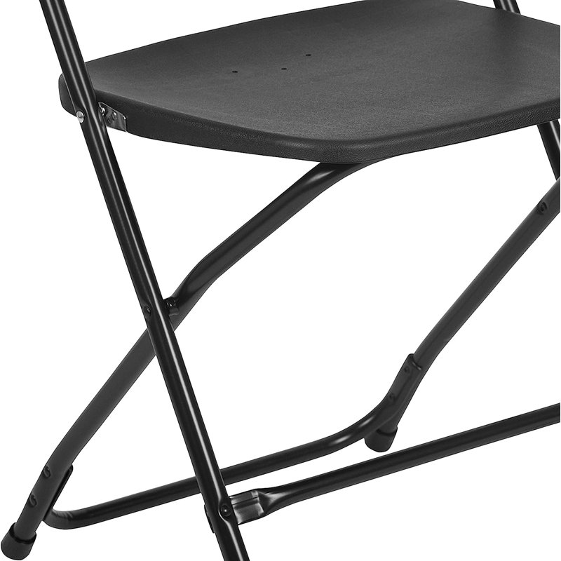 Paquet de 10 chaises pliantes en plastique, capacité 350LB, chaises portatives empilables avec structure en acier, noir, Noir