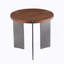 Table basse ronde en bois de noyer et pieds en métal