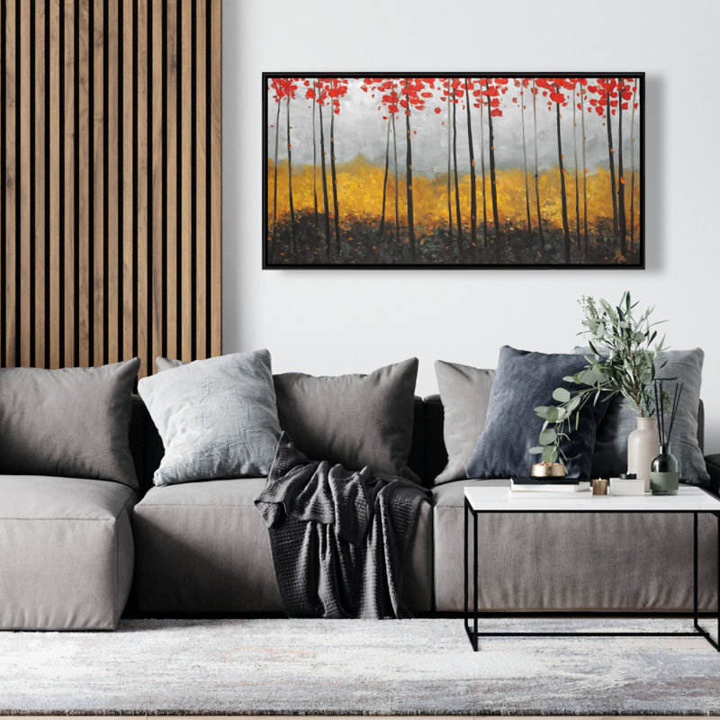 Toile encadrée de chambre à coucher avec paysage abstrait | Décoration intérieure