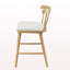 Tabouret de comptoir d'intérieur en bois rembourré, finition naturelle avec revêtement beige, style Windsor, ensemble de 4-310890248