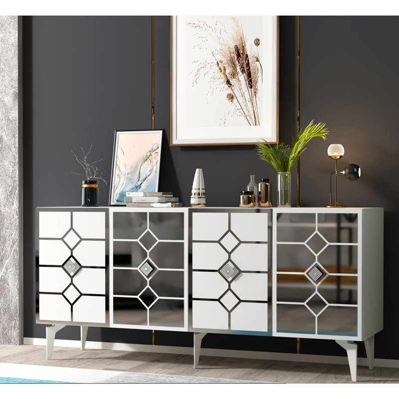 Stylish Console Table, White & Silver, 100% Melamine Coated Particle Board, Thickness: 0.7 inches | Perfect for Entryway & Living Room, Durable & Modern Design