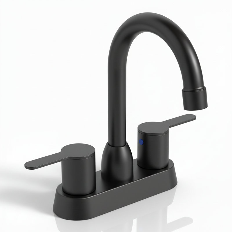 2-Handle 4" Centerset Bathroom Sink Faucet with High-Arc 360° Swivel Spout, Matte Black