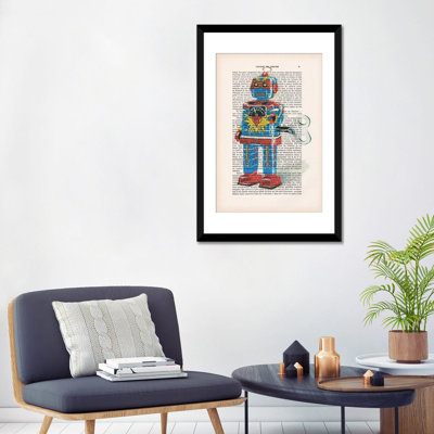 «Vintage Paper Series: Robot I», impression sur toile tendue