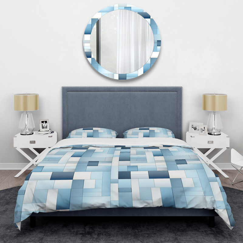 Serene Structures - Geometric Duvet Cover Set, King Duvet Cover + 2 King Shams