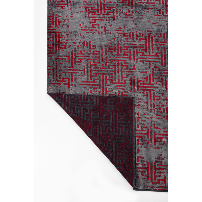 Rapture Gray/Red Luxury Area Rug, Rectangle 7'10" x 11'2"