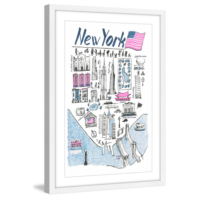 Patriotic NY - Single Picture Frame Print, 46 cm H x 30 cm W x 4 cm D