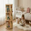 Bibliothèque rotative à 3 niveaux, bibliothèque sur pied ronde à 360 °, tablette de rangement en bois pour chambre à coucher, salon, salle d'étude, naturel.