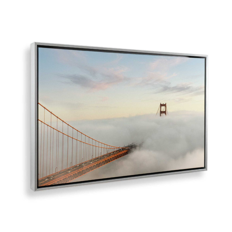 «Cloudline Drift», reproduction sur toile, 18 po x 24 po, Cadre flottant en chrome poli