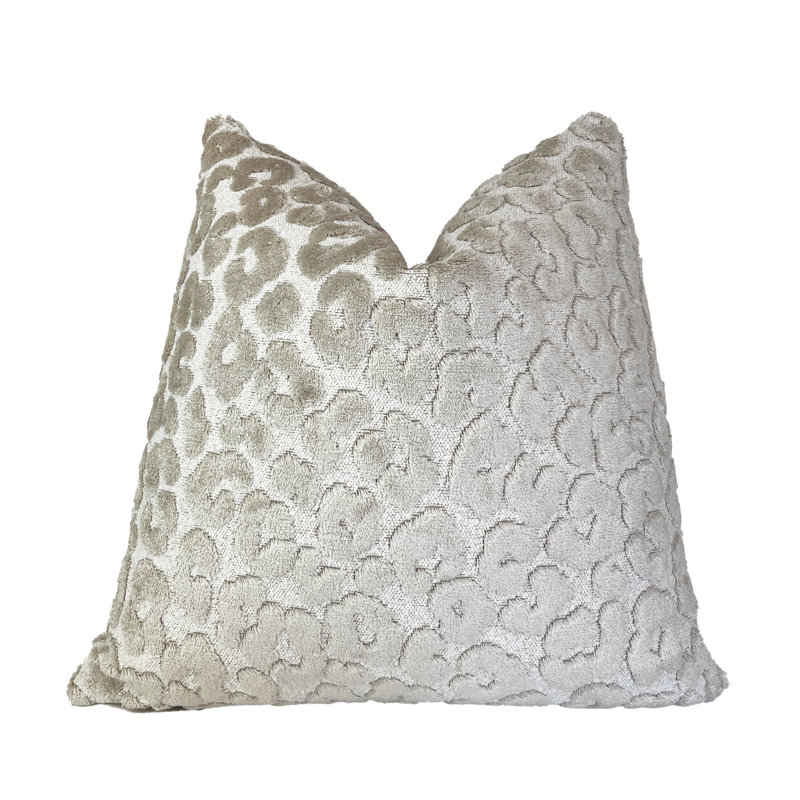 Housse de coussin en velours, Blanc / imprimé animal, H 22 po x l 22 po
