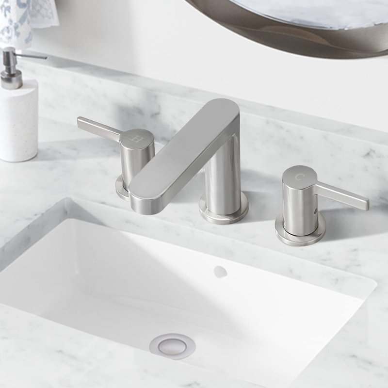 Widespread 2-handle Bathroom Faucet with Drain Assembly, Brushed Nickel