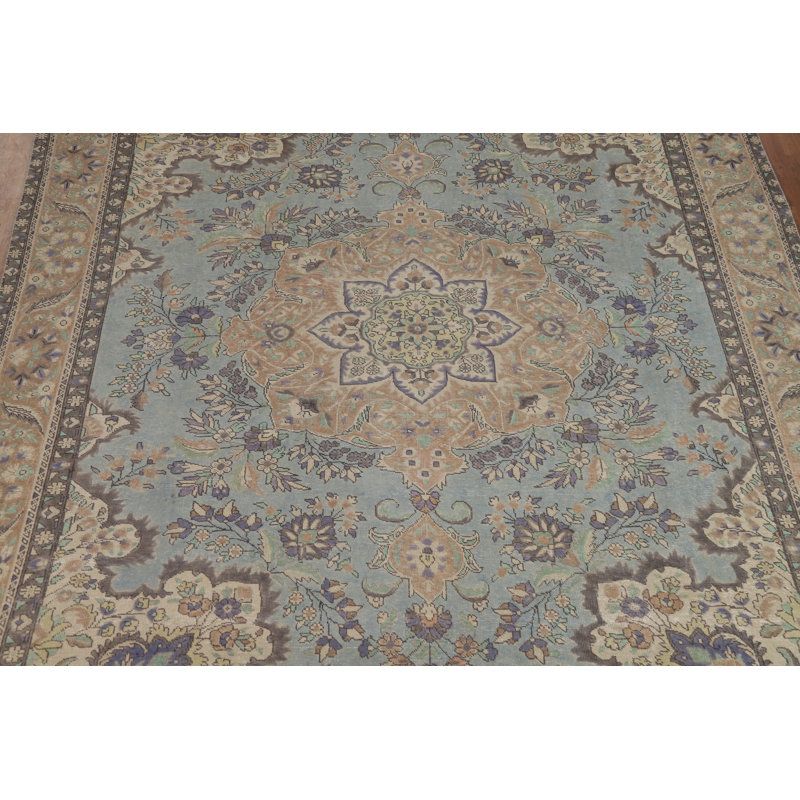 Light Blue Medallion Traditional  Area Rug 9x12