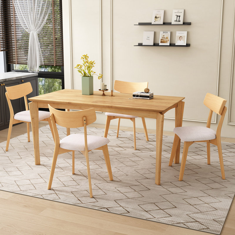 Chaise de salle à manger moderne en bois d'hévéa avec siège rembourré Hana, Blanc