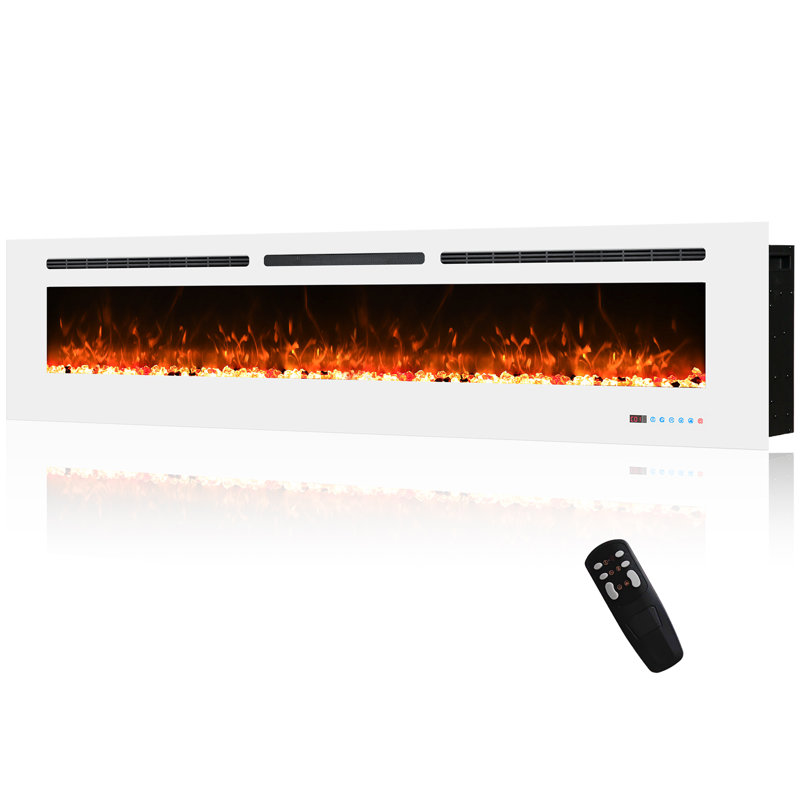 Ballari Electric Fireplace Insert with 5120 BTU, White, 17.7" H x 72" W x 5.9" D