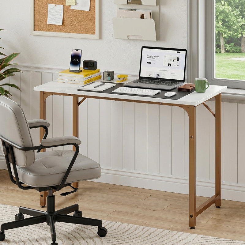 Home Office Gaming Desk Modren Simple Style PC Wood And Metal Desk Workstation For Small Space, 30" H x 39" W x 20" D