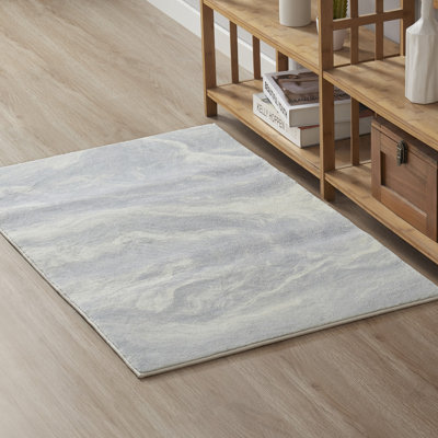Tapis gris rectangulaire en polyester tissé à la machine 2 pi 3 po x 3 pi 9 po Demetrick
