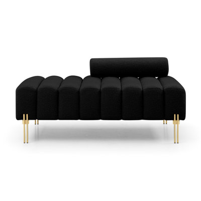 53,5 po de largeur de bout de lit moderne en tissu Sherpa rembourré à 2 places avec canapé et repose-pieds avec repose-pieds et banc en métal doré