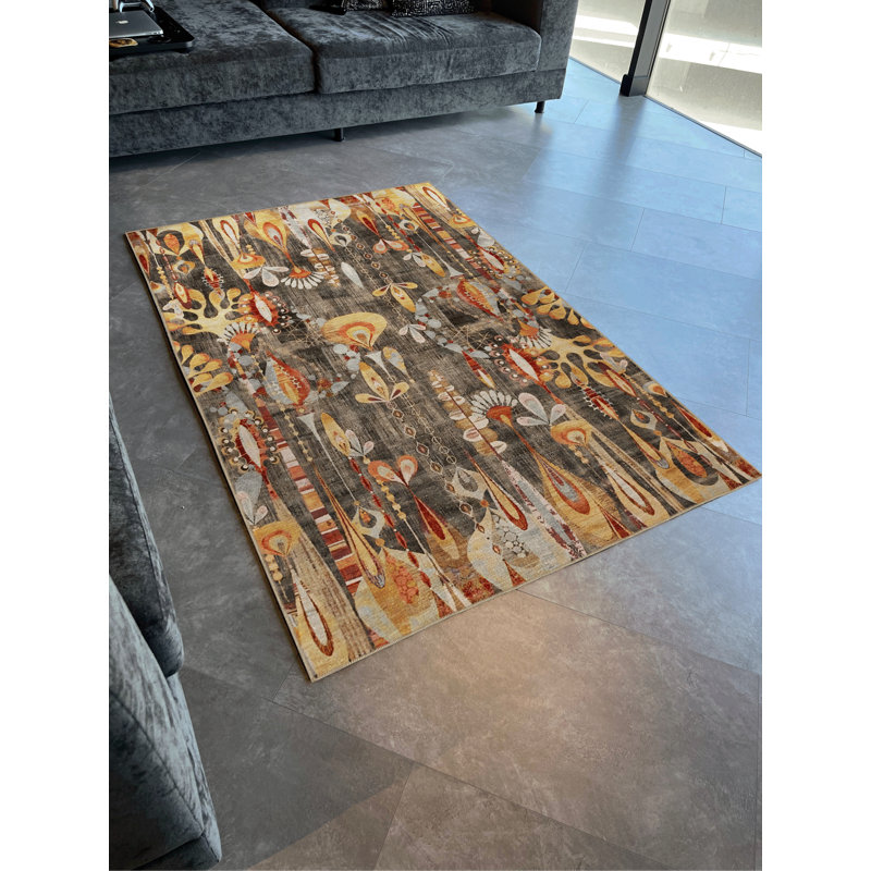 Tapis multicolore multicolore à motif floral abstrait et créatif, Tapis de couloir 3 pi 9,81 po x 9 pi 10,11 po