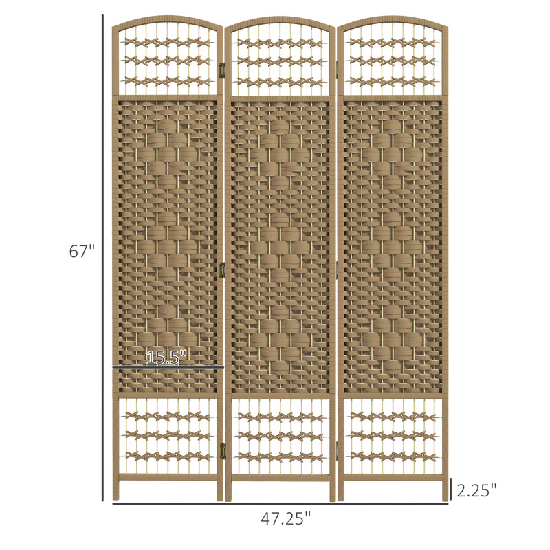 Paravent à 3 panneaux, 1,70 m. Aspect de bois naturel. Cloison tissée à la main pour plus d'intimité. Convient au salon, à la chambre ou au bureau. Papier tissé double face. Pliable et facile à ranger. Aucun assemblage requis.