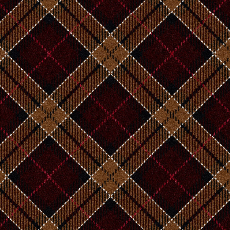Christmas Plaid Victorian Red, Red/Gold, Round 5'4"