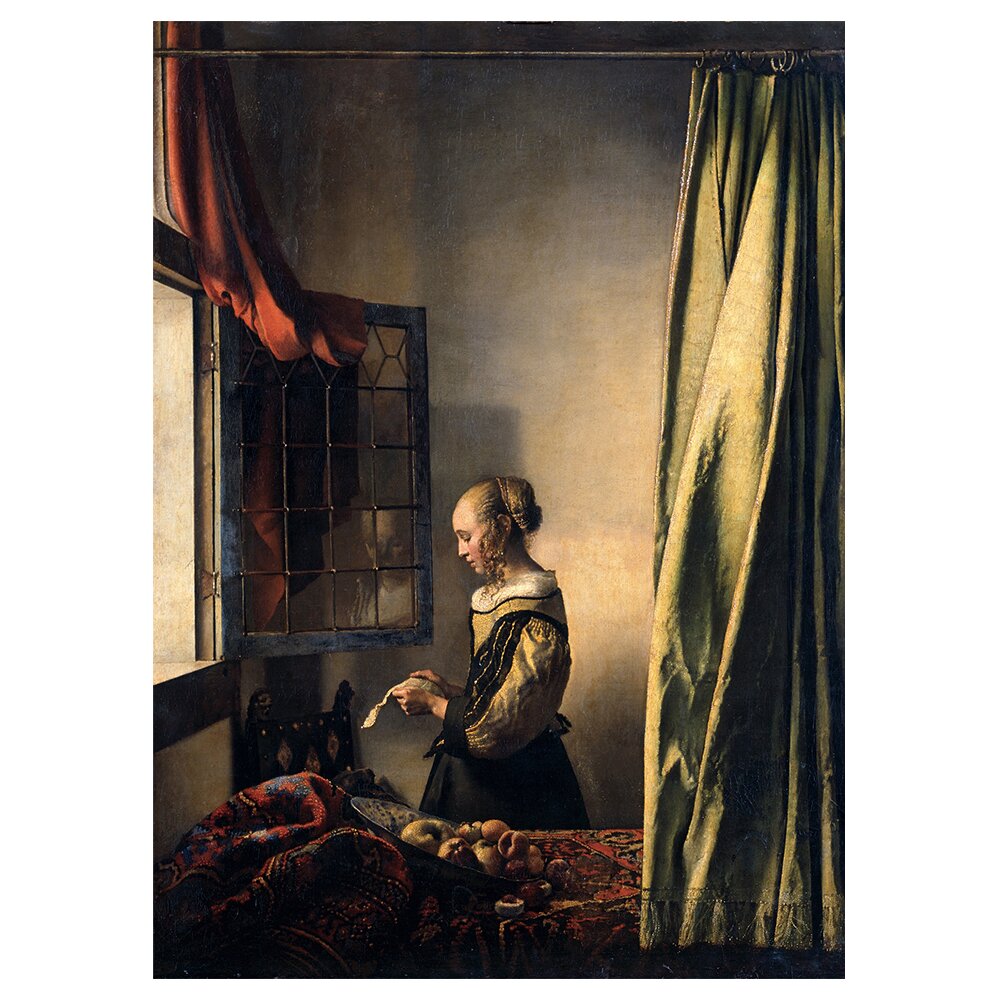 Leinwandbild Girl Reading A Letter At An Open Window von Johannes Vermeer