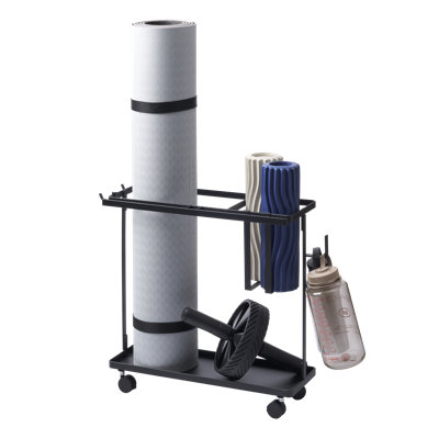 Yamazaki Home Fitness Equipment Storage Cart, Steel, Holds 16.5 Lbs, Wheels