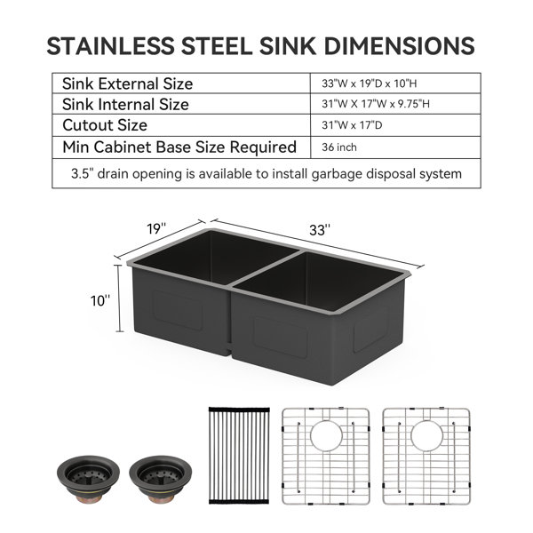 33in-l-x-19in-w-undermount-double-bowl-5050-kitchen-sink-gunmetal-black-16-gauge-stainless-steel-sink