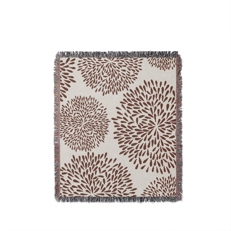 Jeté floral en coton, 50 x 70, Brun rouille