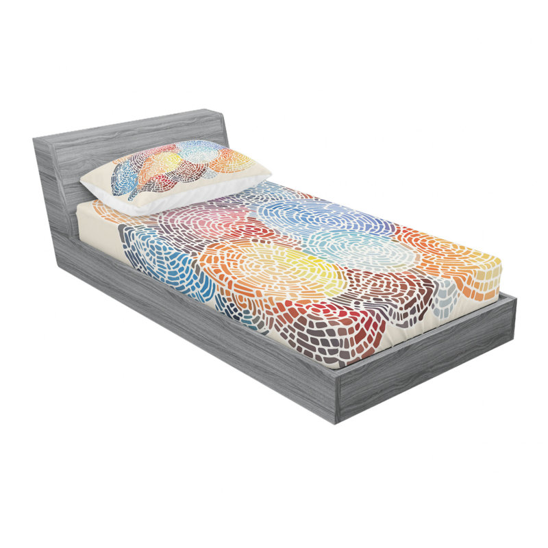 Ensemble de draps à motif mosaïque, Ensemble de draps pour lit simple avec drap-housse