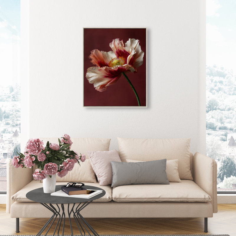 Merlot Blush Blossom I Print by Oliver Gal, 21"H x 25"W, Silver Floater Frame