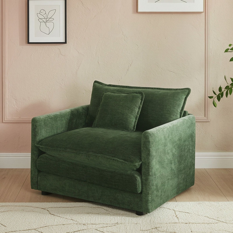 Fauteuil modulaire avec coussin décoratif, Green