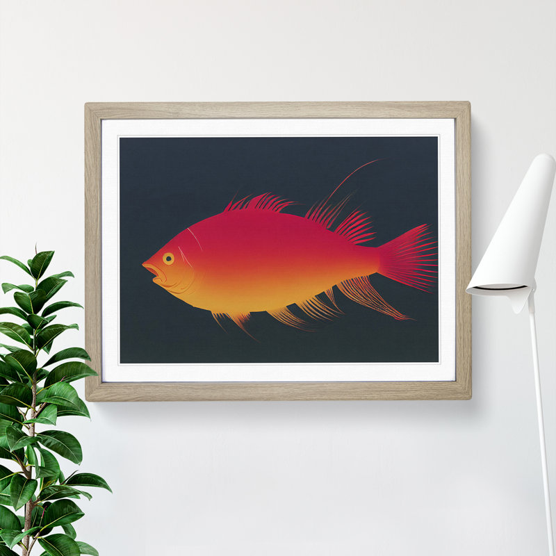Contemporary Fish - Framed Print, 34cm H x 46cm W x 2cm D, Oak