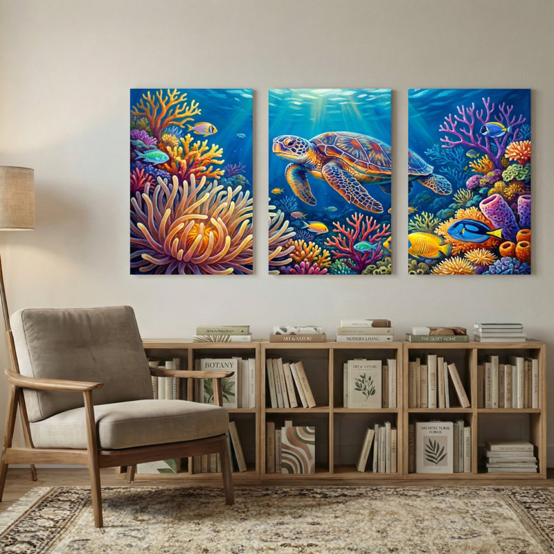 Animaux, ensemble de 3 impressions sur toile, H 36 po x l 72 po