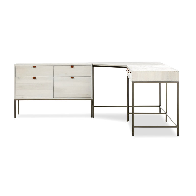 Trey Solid Wood Modular L-Shaped Executive Desk, Dove Poplar
