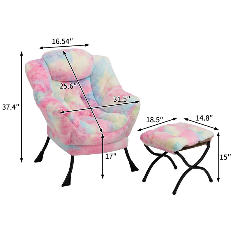 Armchair Accent Chair Lazy Chair with Footstool, Rainbow