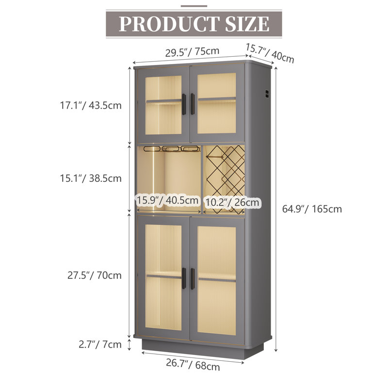 Breesa 29.5'' Bar Cabinet, Grey