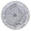 Tapis oriental rond 7 pi 10 po x 7 pi 10 po gris argenté avec motif persan effacé en laine et soie pure noué à la main