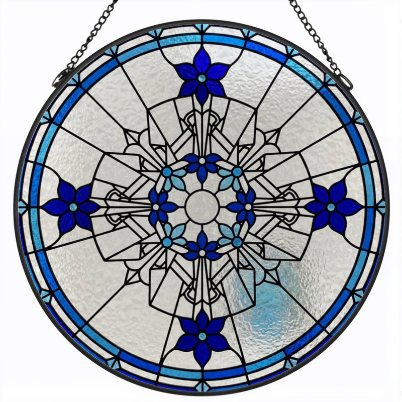 Panneau de vitrail floral 12 "H 12", 12" H x 12" W