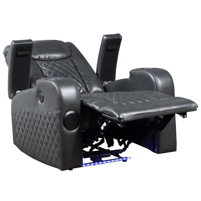 Kuuda Power Motion Recliner with Bluetooth Speaker and Cooling Cup Holder, Dark Gray