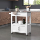 Aleshire Granite Top Kitchen Cart With Storage Space