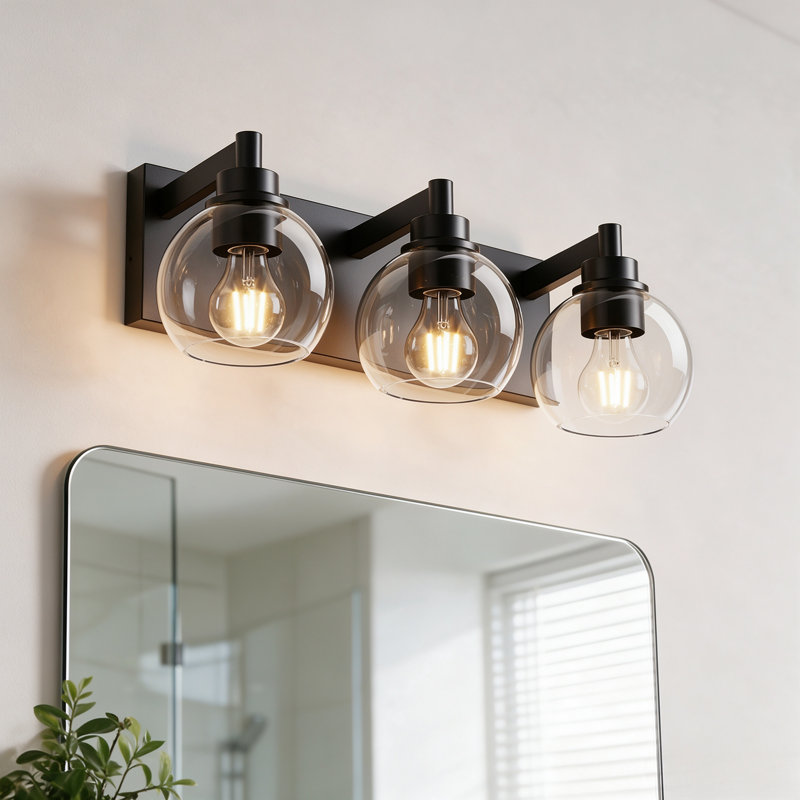 Applique murale pour salle de bain 3 lumières pour salle de bain 3 lumières, H 7,9 po x l 19,3 po x P 6,97 po, Trois lumières