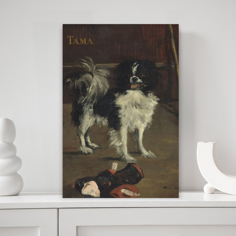 Tama, le chien japonais, vers 1875. Estampe d'art mural contemporain impressionniste représentant un chien.