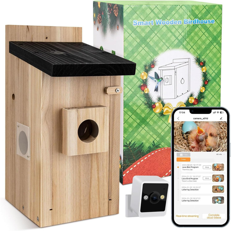  Smart Bird House & Feeder With 1080P HD Camera, AI Bird Species Identification, 2.4G Wi-Fi, Adjustable 1.5-Inch Focus Lens