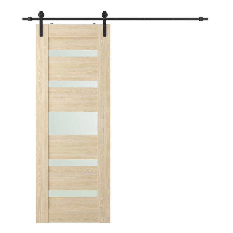 Porte de grange Avon à panneaux en bois manufacturé avec quincaillerie d'installation, 23,875 po x 79,37 po
