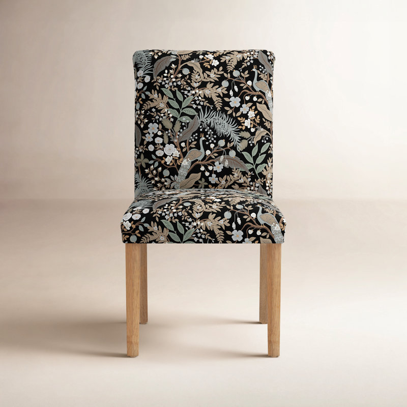 Rifle Paper Co. x Cloth & Company Lorraine Dining Chair, Rpc Peacock Black Linen