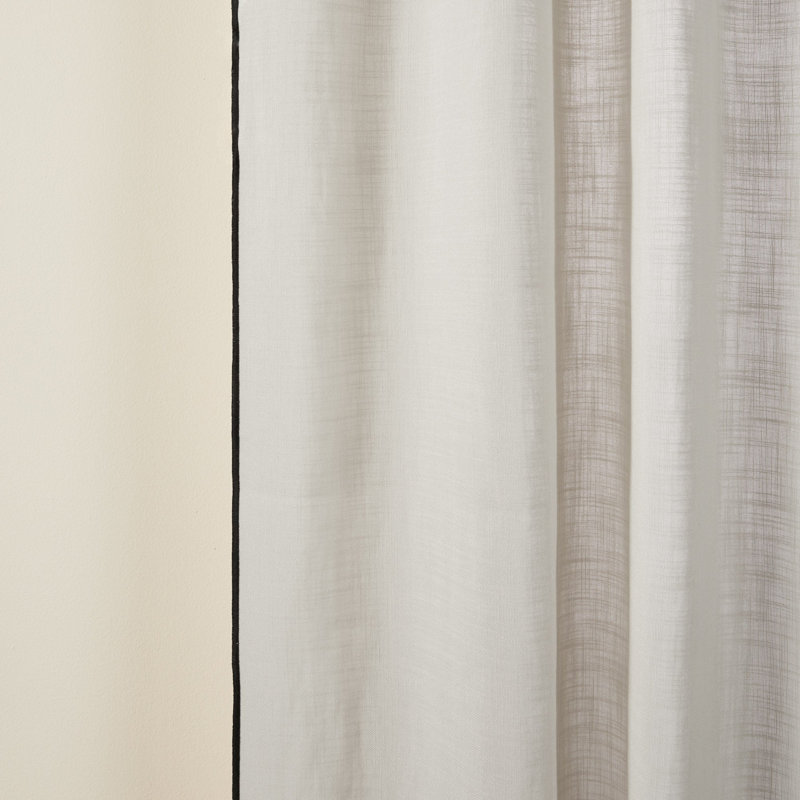Carlina Semi Sheer Curtain Panel Pair Single Panel, Width 200 x Drop 300cm, Light Beige