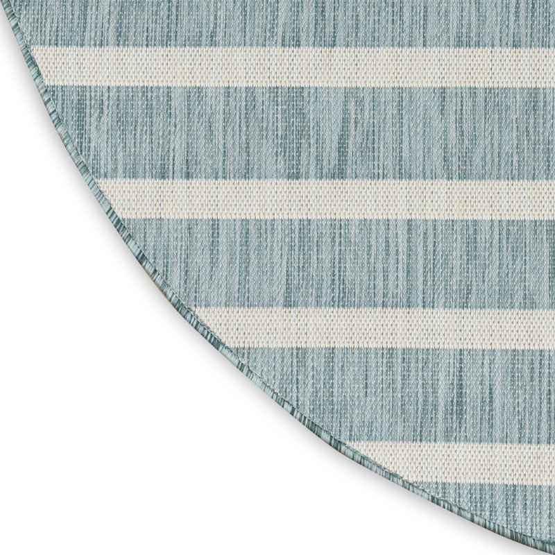  Positano 10' x Round Aqua Ivory Modern Rug, Round 10', Aqua Ivory