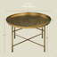 Table basse ronde de 24 po avec plateau martelé, table centrale en métal rétro pour le salon, la chambre à coucher, la table d'appoint, or