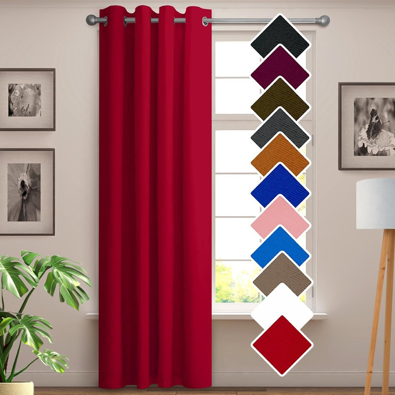 Red Blackout Curtain – 1 Grommet Panel, Thermal Insulated, Room Darkening, 52" W x 84" L, Red