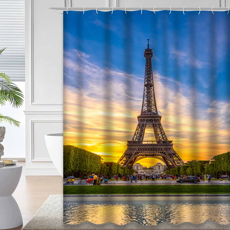 Rideau de douche Paris Tour Eiffel France avec 12 crochets, L 72 po x l 72 po